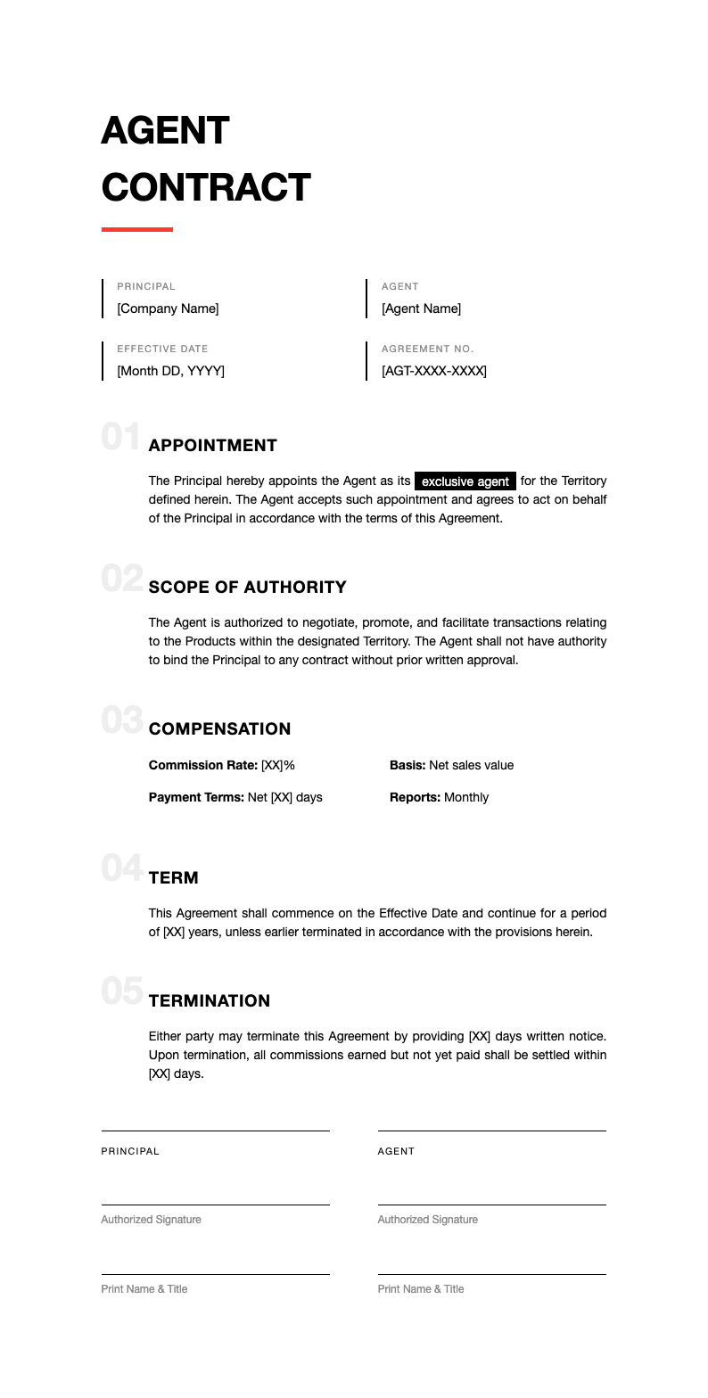 Modern minimal agent contract